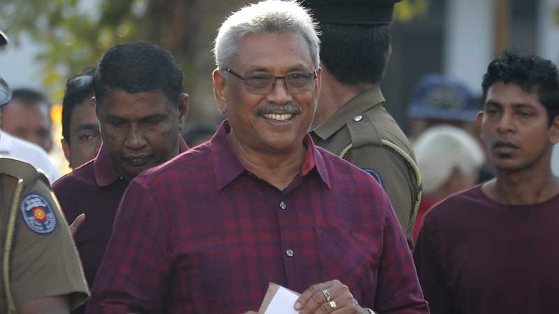 President Gotabaya Rajapaksa heading to the polling station to cast his vote at the Presidential Poll in November 2019.