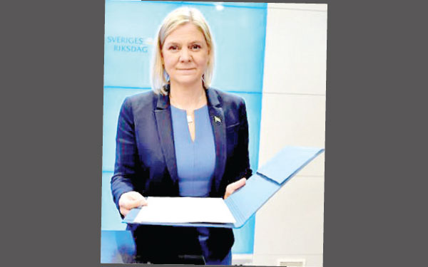 Magdalena Andersson at a  press conference after being confirmed as Prime Minister  of Sweden. 