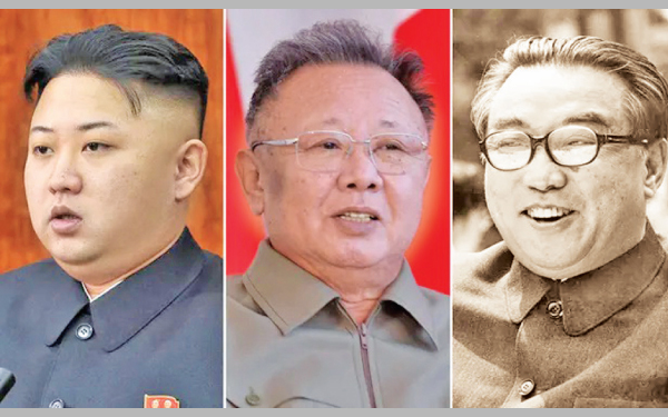 (From Left): North Korean leader Kim Jong Un, his father Kim Jong-il and grandfather Kim il-Sung.