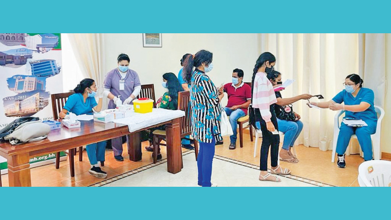 The free medical camp organized by the Sri Lankan Embassy in Bahrain for Sri Lankan expatriates and migrant workers and their families.