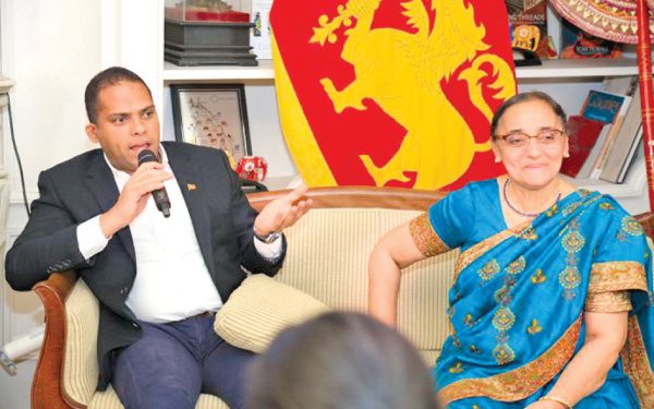 Minister Harin Fernando and Sri Lankan Ambassador Professor Kshanika Hirimburegama at the event.