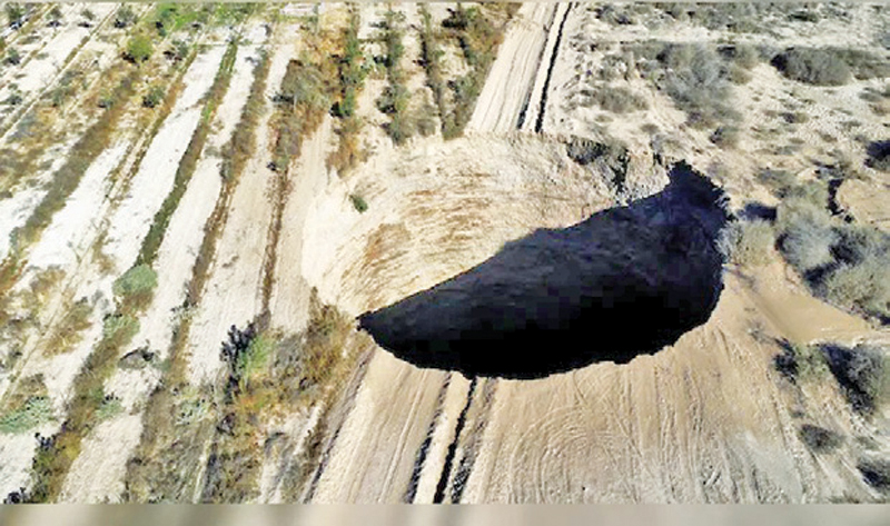 The giant sinkhole found north of the Chilean capital Santiago.