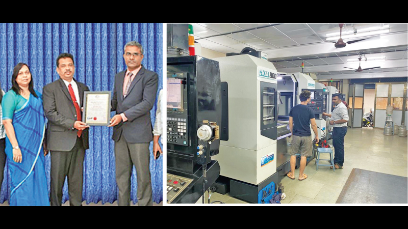 Micro Electric Chairman Dhammika Samarawickrama and Managing Director Kumari Samaraswickrama receives the ISO  from SLSI   -Staff at the Mumbai factory 