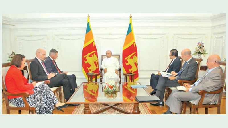 Prime Minister Dinesh Gunawardena meeting Asian Development Bank economists headed by Vice President Shixen Chen at the Prime Minister’s Office on December 5, 2022.