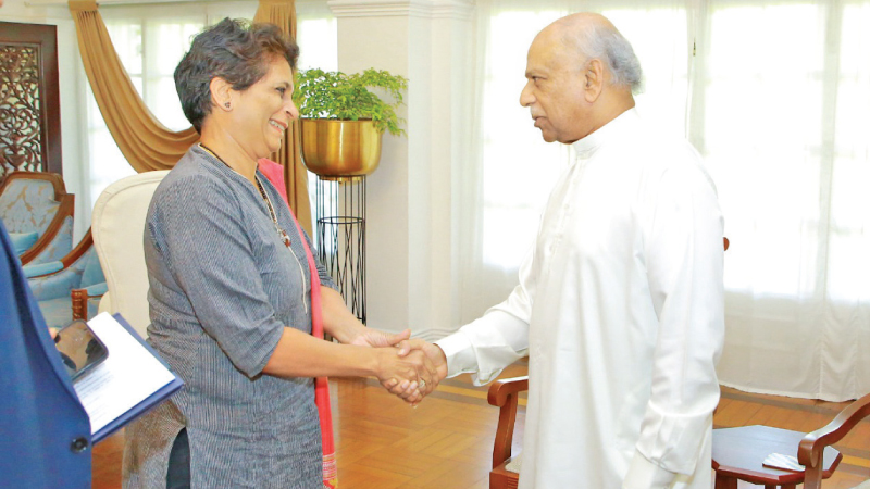 Prime Minister Dinesh Gunawardena with United Nations Assistant Secretary General (ASG) Kanni Wignaraja. 