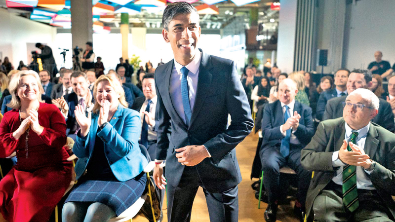 U.K. Prime Minister Rishi Sunak delivers his first major domestic speech of 2023 at Plexal, Queen Elizabeth Olympic Park, London on Wednesday. 
