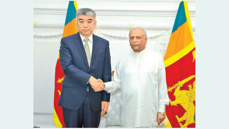 Prime Minister Dinesh Gunawardena with China’s Communist Party (CPC)  International Department Head, Vice Minister Chen Zhou. 