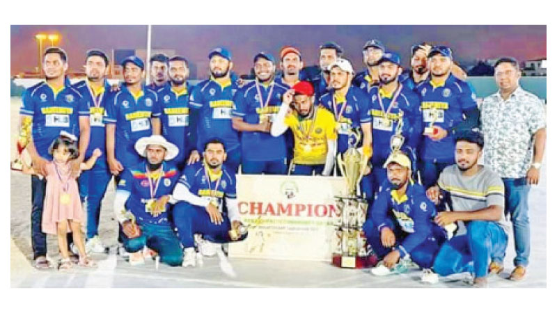 Champion Akkaraipattu Raheemiya -A team with their trophies.