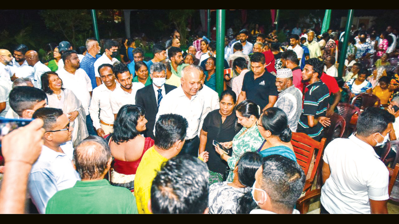 UNP National Organiser and Chief of Staff and National Security Advisor to the President Sagala Ratnayake meeting with supporters at the UNP Colombo West Bala Mandala meeting.