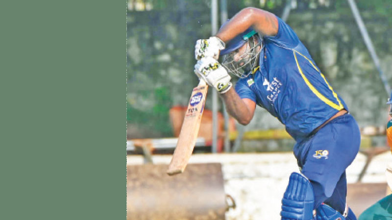 Jehan Daniel of Colts CC who hit 83 in 43 balls plays a shot (Pix courtesy SLC)