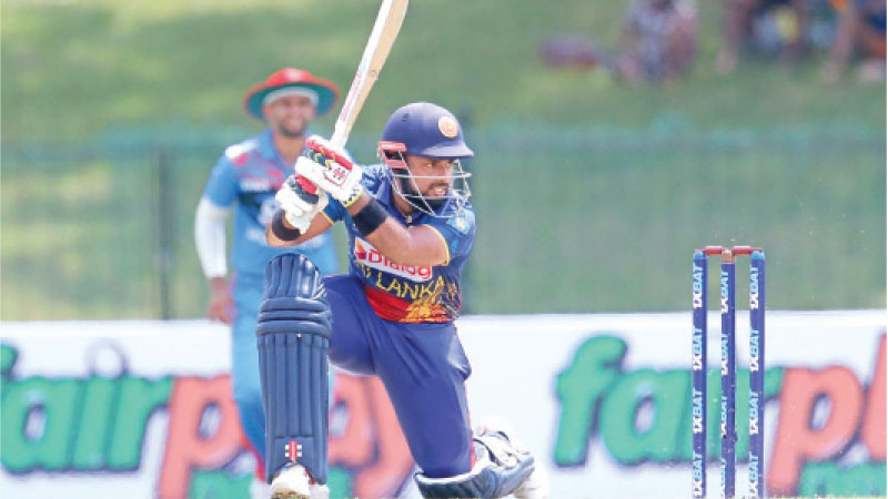 Charith Asalanka plays a shot during his innings of 91 picture courtesy SLC