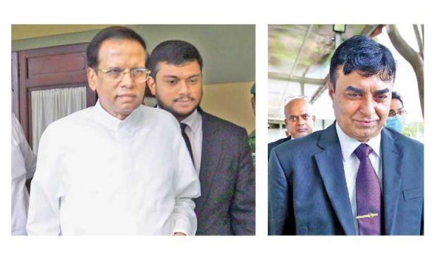 Former President Maithripala Sirisena who arrived at the PCoI to hear evidence leaving the Commission office and former IGP Pujith Jayasundera leaving the building. Pictures by Sulochana Gamage.    