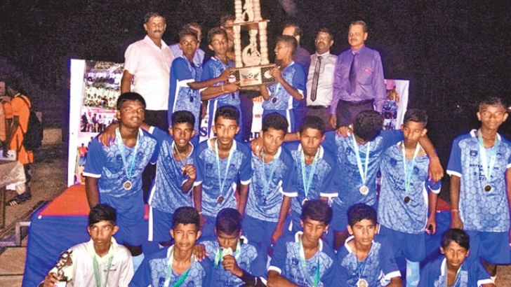 Champion Kallady Sivananda National School team with the Siva Rama trophy.