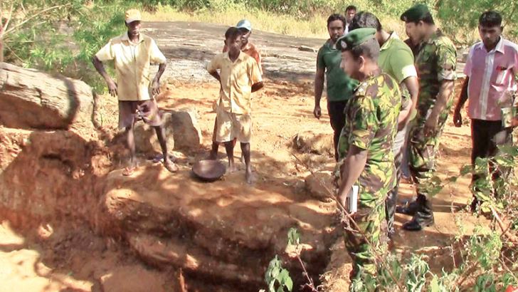STF officers at the excavation site.  Picture by K. D. Devapriya, Kataragama Roving Corr.