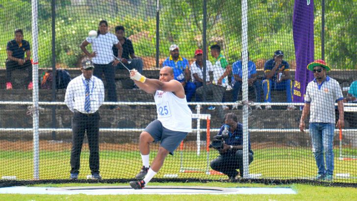 Charith Kapukotuwa who set up a new meet record in the hammer throw event