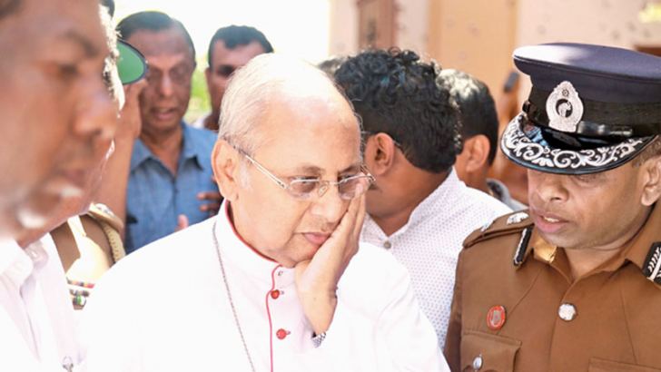 Colombo Archbishop Cardinal Malcolm Ranjith during his visit to St. Sebastian’s Church, Katuwapitiya, soon after the bombing on Easter Sunday.