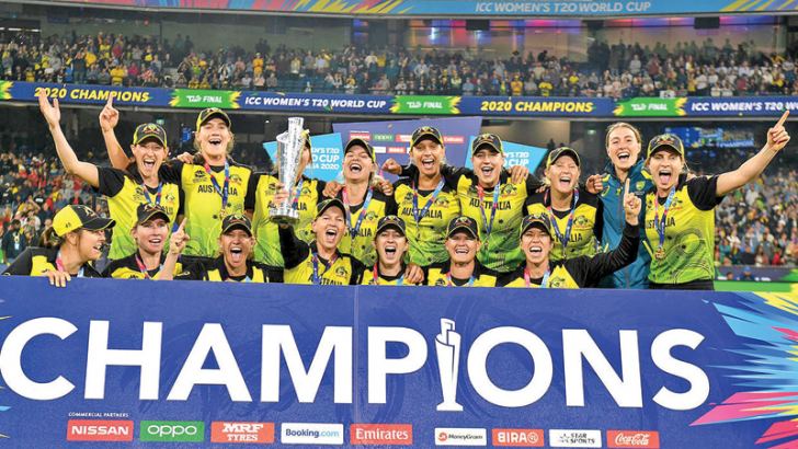   Australia celebrate after being crowned Women’s Twenty20 World Cup champions.