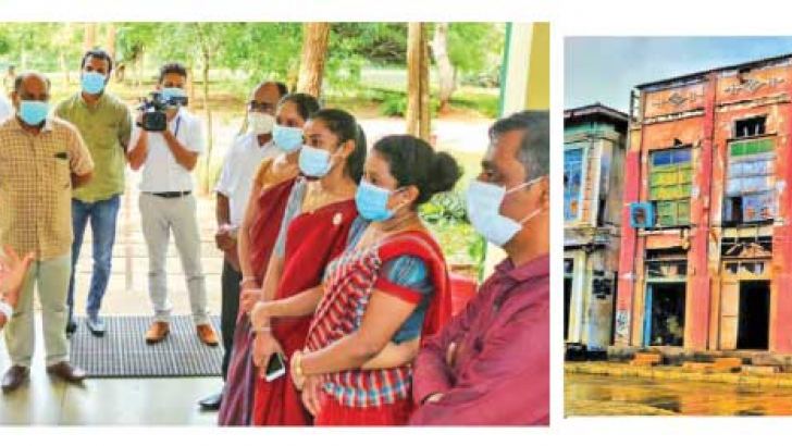 State Minister Vidura Wickremanayake and Ravindra Randeniya at the Ranmihitenna Village. 