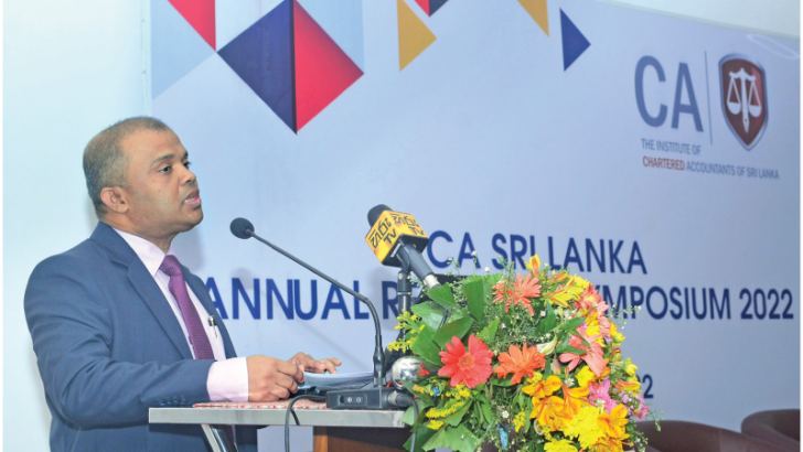 President CA Sri Lanka, Sanjaya Bandara speaks at the event. Picture by Sudath Nishantha  