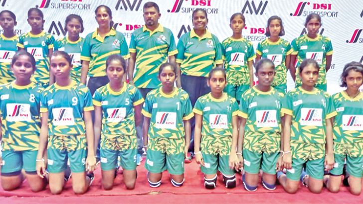 Dhammissara National School under 13 Volleyball Team who were the All Island Runners Up of the DSI Tournament posed for a photograph just after the finals. (Picture by Dilwin Mendis Moratuwa Sports Special Correspondent)